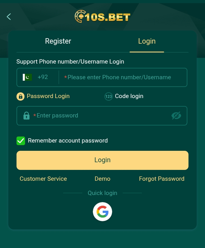 10sbet Login